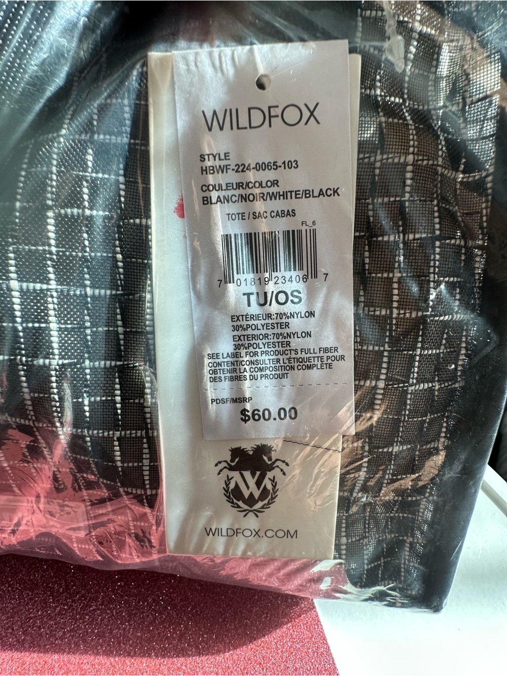 Wildfox Black and White Grid Tote - Picture 5 of 6